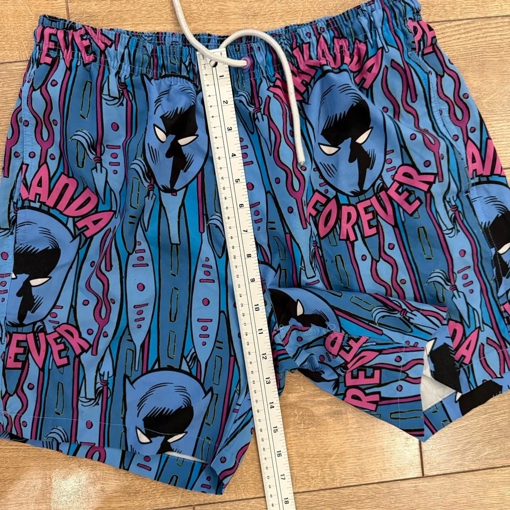Marvel Shorts Mens‎ Small Blue Swim Trunks Wakanda Forever Drawstring Liner